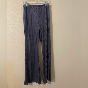 Blue Velvet Striped 70s Style Bellbottom Flare Pants
